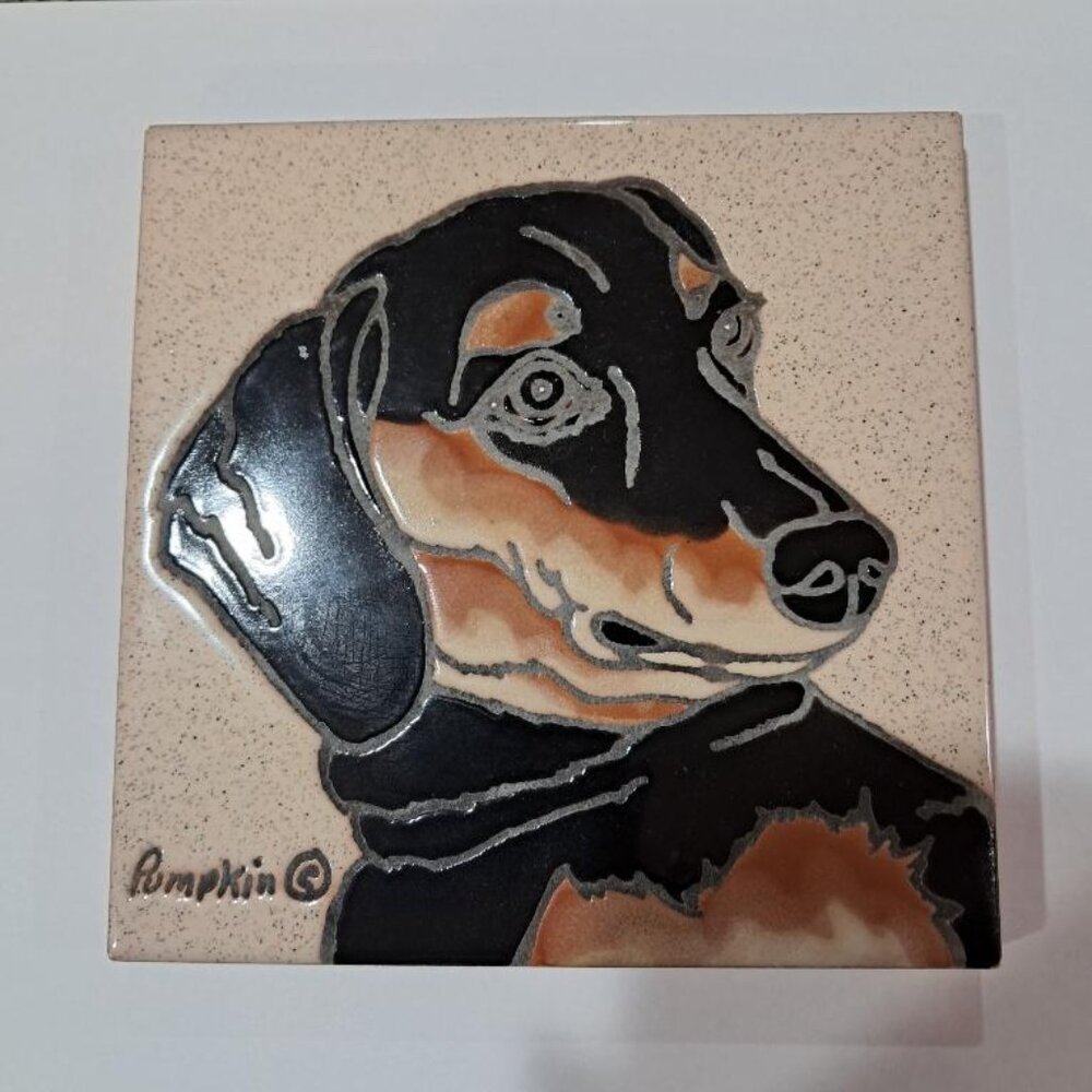 Dachshund Glazed Tile by Pumpkin